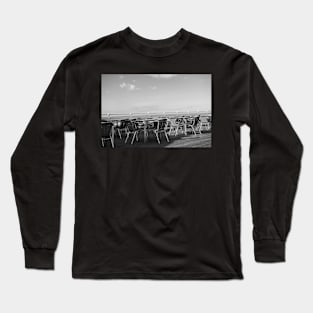 Outdoor seating on Cromer pier Long Sleeve T-Shirt